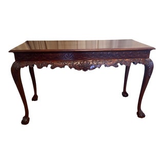 Vintage Mahogany Highly Carved Console Table For Sale