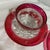Mid-Century Modern Tiffin-Franciscan King's Crown Pattern Cups and Saucers With a Ruby/Cranberry Flashed Rim - Setting for 2 For Sale - Image 3 of 5