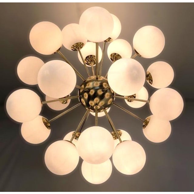 Metal 21st Century Nova Natural Brass Matte White Murano Sputnik Chandelier by Fabio LTD For Sale - Image 7 of 7