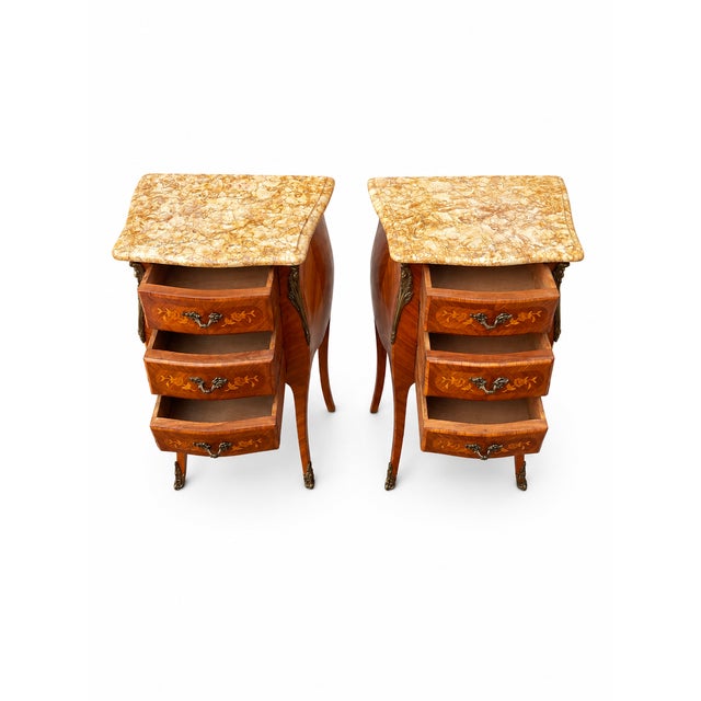 Wood Louis XV Style Bedside Tables, 1890s, Set of 2 For Sale - Image 7 of 11