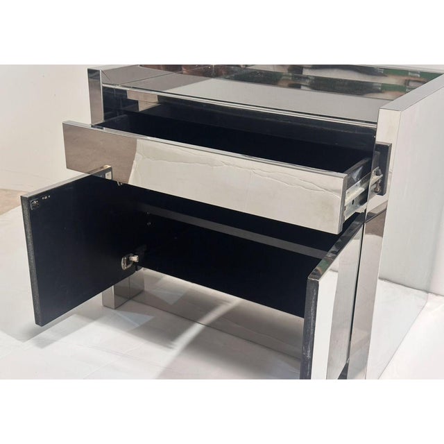 Karl Springer Stainless Steel Nightstand/End Table, 1980 For Sale - Image 4 of 5