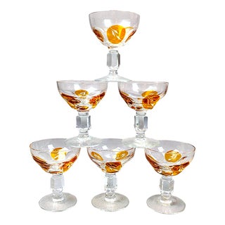 Golden Honey Amber Liqueur Glasses, Set of 6 For Sale