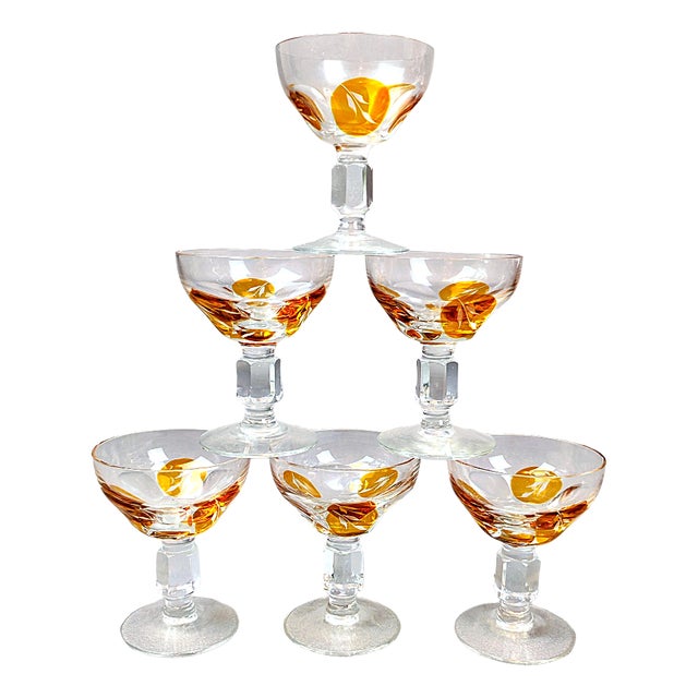 Golden Honey Amber Liqueur Glasses, Set of 6 For Sale