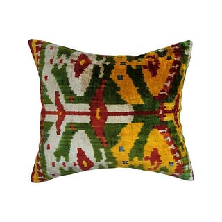 Bohemian Velvet Ikat Pillow For Sale