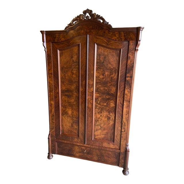 19th Century Walnut Crested Cupboard For Sale
