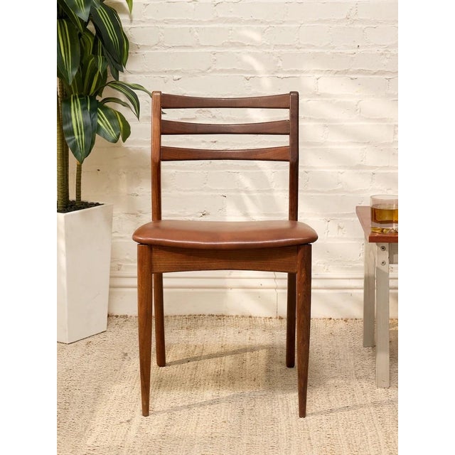 Mid 20th Century Set of 4 Vintage Danish Modern Rosewood Dining Chairs With Brown Upholstered Seats For Sale - Image 5 of 12