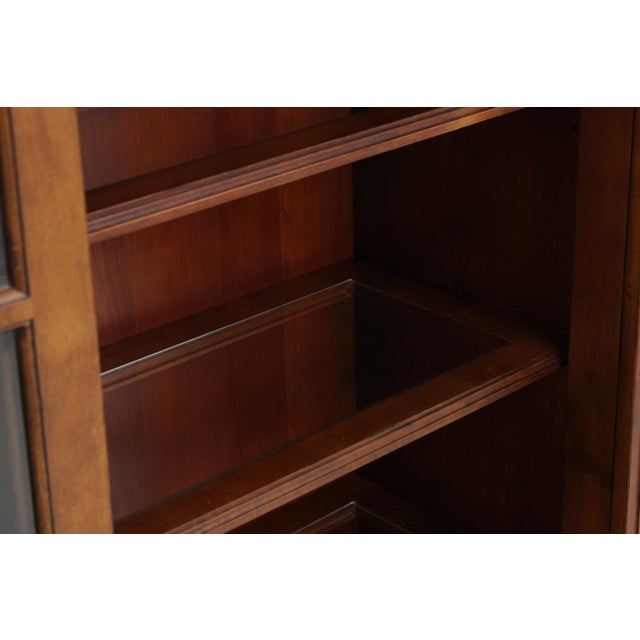 Brown Ethan Allen Sliding Door Bookcase Cabinet For Sale - Image 8 of 18