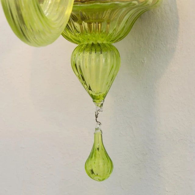 Chartreuse Italian Hand-Blown Murano Glass Wall Light, 1990s For Sale - Image 8 of 11