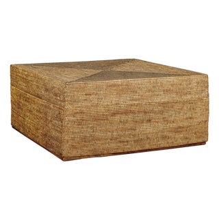 Late 20th Century Large Square Rattan Coffee Table with Removable Lid and Hidden Storage For Sale