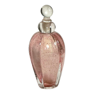 Vintage Murano Art Glass Vase Perfume Decanter Controlled Bubbles Pink and Gold