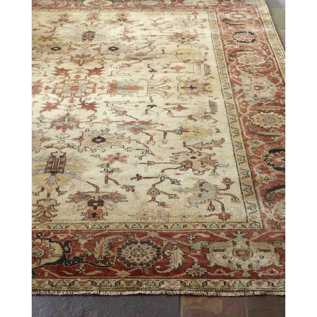 Not Yet Made - Made To Order Exquisite Rugs Serapi Hand knotted Wool Ivory/Red Rug-14'x18' For Sale - Image 5 of 6