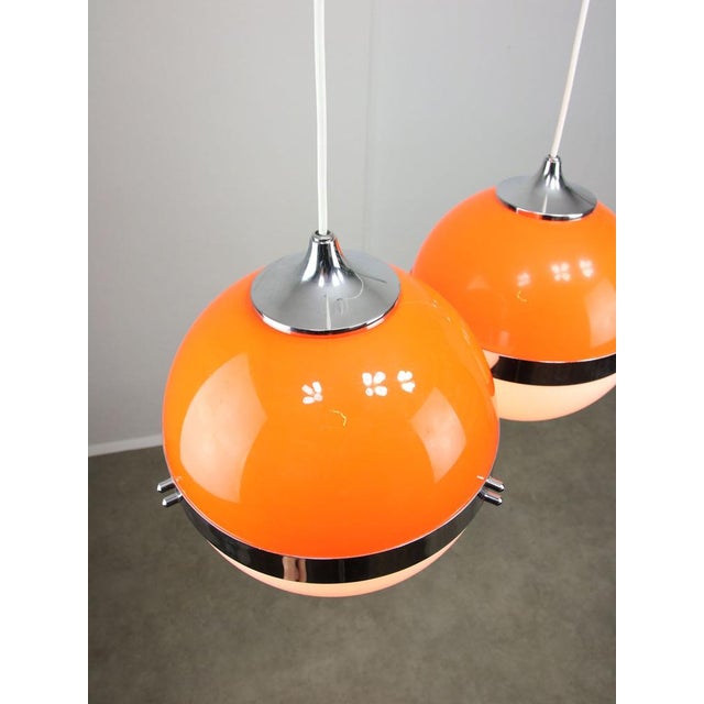 1960s Space Age Italian Orange Pendant Lamps, Set of 2 For Sale - Image 5 of 18