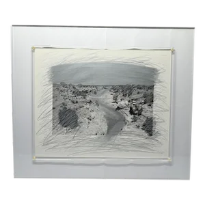 Rick Dingus "Navajo Pipeline" Graphite on Photograph C. 1980 Signed