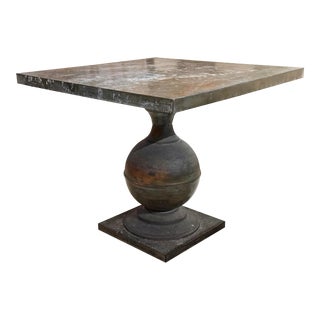 Michael Taylor Modern Zinc Clad Pedestal Table For Sale