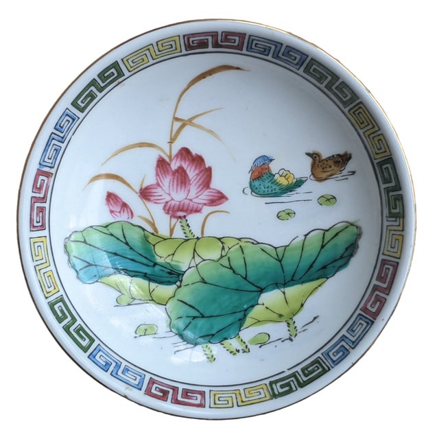 Vintage Chinese Porcelain Trinket Dish With Greek Key Border For Sale In Charlotte - Image 6 of 6