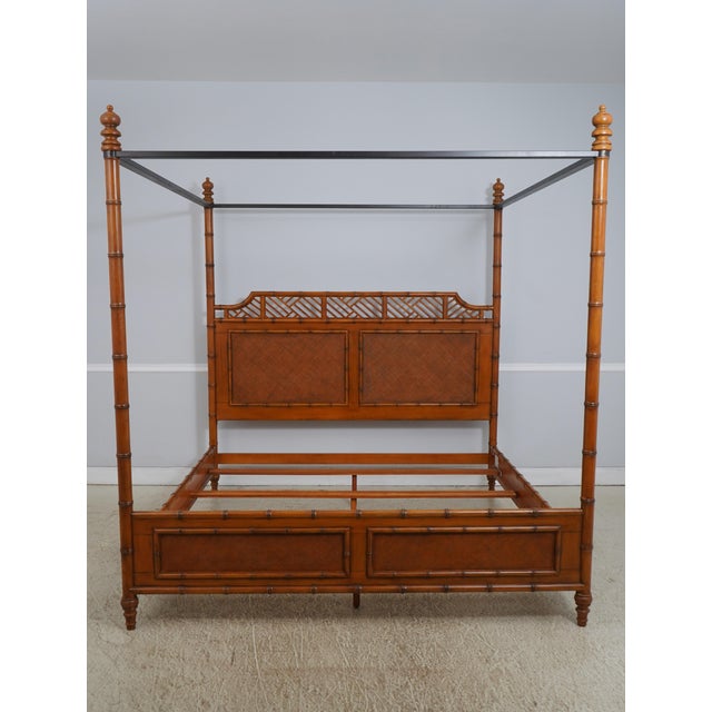 Traditional Lexington King Size Faux Bamboo Canopy Bed For Sale - Image 3 of 18