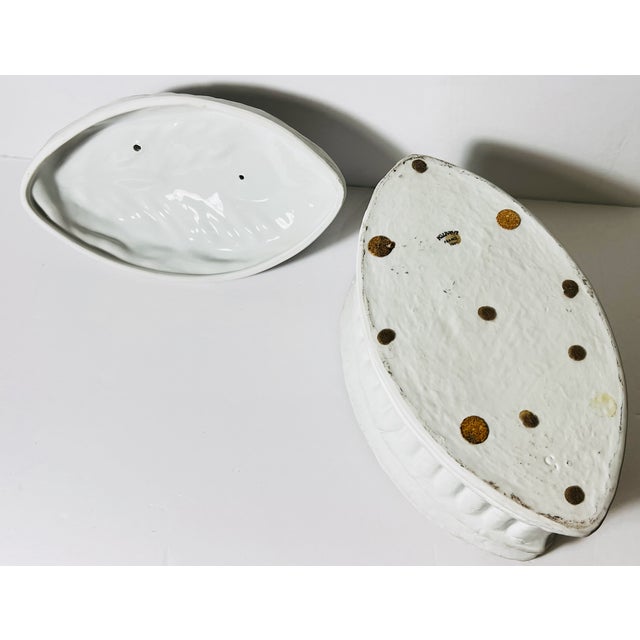 Ceramic Vintage French White Majolica Pillivuyt Goose Terrine For Sale - Image 7 of 7