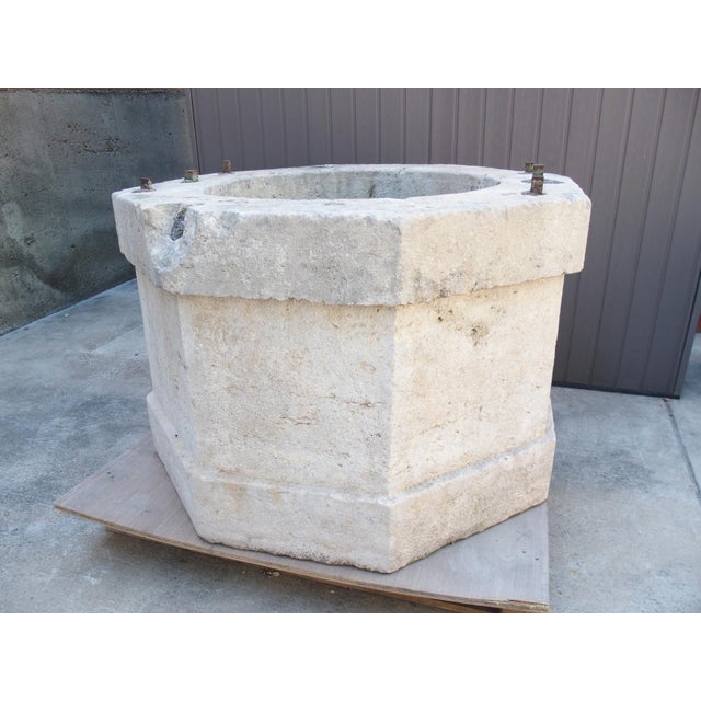 Large 19th Century French Burgundy Limestone Well Head Finished “A La Boucharde” For Sale - Image 4 of 17