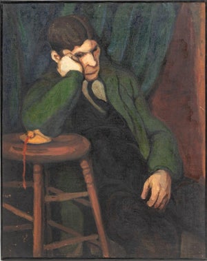 Dorothy Vail Seated Male Figure Oil, Ca. 1924