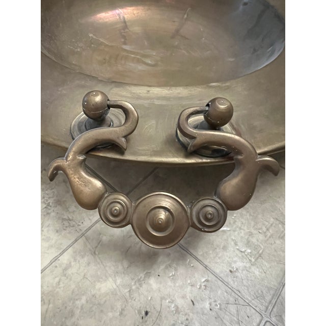 1960s Vintage Large Brass Turkish Bowl With Stand For Sale - Image 5 of 8