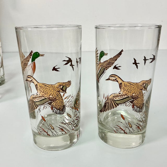 Mid-Century Rustic Americana Libbey Mallard Duck Tumblers - Set of 8, Thanksgiving. For Sale - Image 10 of 12