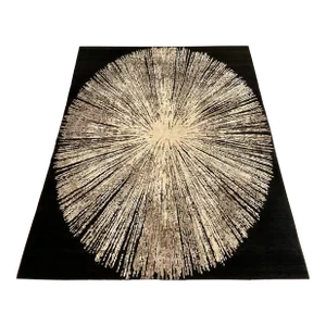 Nourison Home for Christopher Guy Black and Beige Starburst Cosmoplite Wool and Silk Hand Knotted Rug 9x12