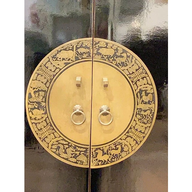 1990s 1990s Black Lacquer Sea Gull Cabinet For Sale - Image 5 of 5