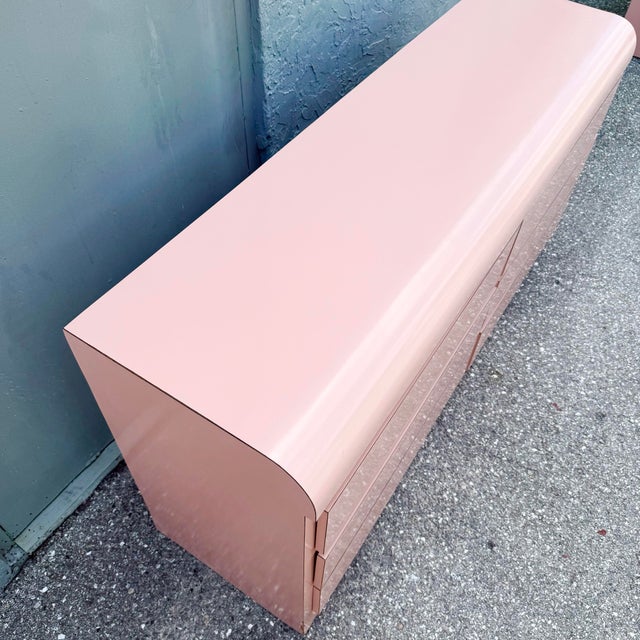 Postmodern Pink Gloss Laminate Waterfall Dresser For Sale - Image 12 of 12