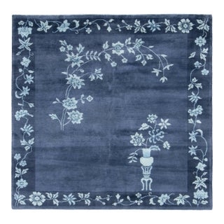 Contemporary Chinese Art Deco Style Floral Square Wool Rug by Rug & Kilim, India For Sale