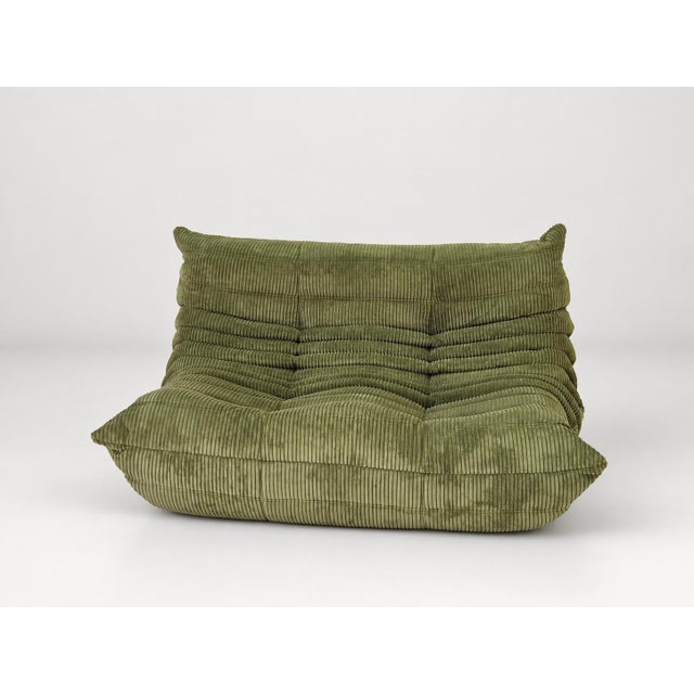 Postmodern Olive Togo 2-Seater Sofa by Michel Ducaroy for Ligne Roset, 2019 For Sale - Image 3 of 12