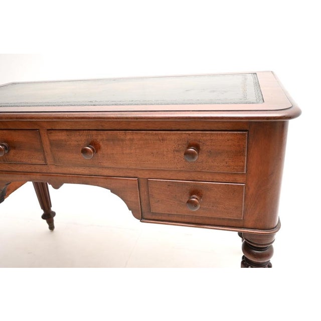 Antique Victorian Leather Top Writing Table, 1840 For Sale - Image 11 of 12