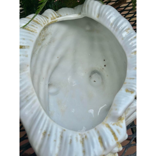 Vintage White Ceramic Conch Shell Planter For Sale - Image 10 of 10