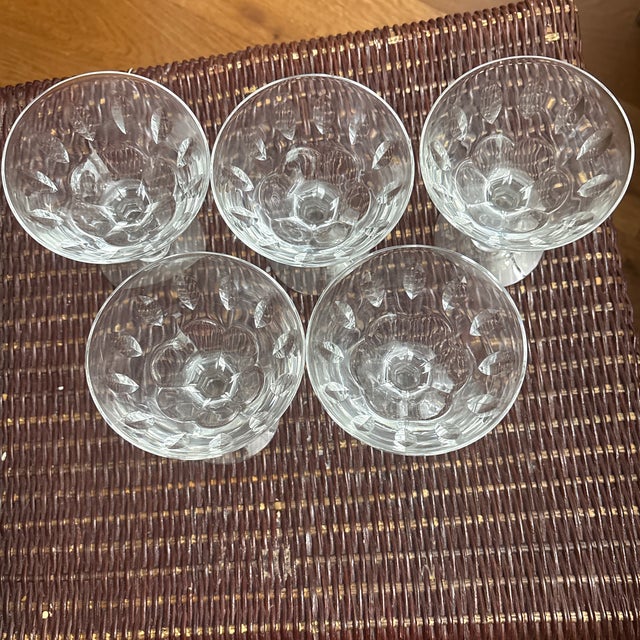 Tiffin Franciscan Champagne Coupes Mt. Vernon pattern set of 5 high quality crystal goblets. These have a very clean and...