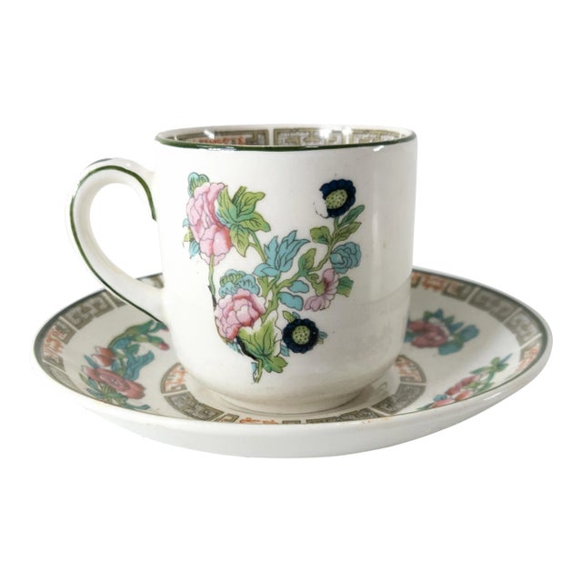 19th Century English Staffordshire Ironstone Aesthetic Cup and Saucer by John Maddock & Sons For Sale
