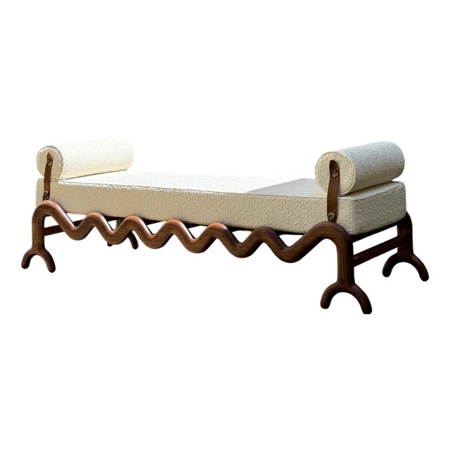 Sunday Daybed in Walnut and Cream Bouclé by Fosfeen For Sale