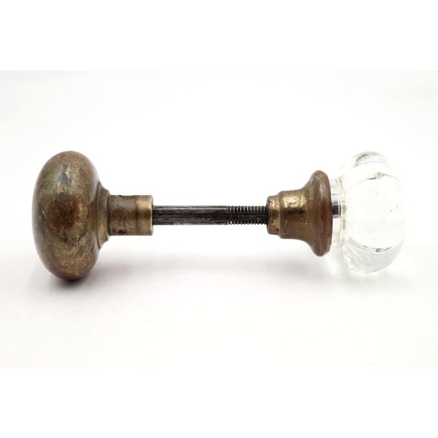 Mid 20th Century Vintage Passage Traditional Brass & Glass Door Knob Set For Sale - Image 5 of 11