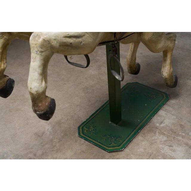 Wood Antique Hand-Painted Wooden Carousel Horse with Saddle, 1920s For Sale - Image 7 of 12