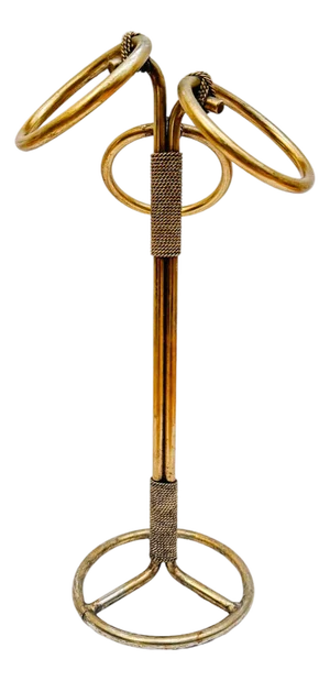 1960s Italian Tole Gilt Rope Three Ring Towel Holder