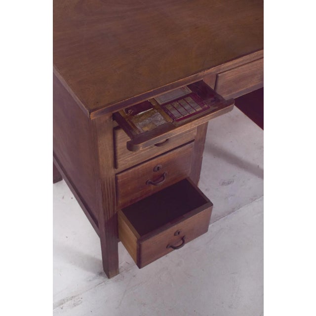 Brown Mid-Century Portuguese Desk in Wood from Olaio, 1950s For Sale - Image 8 of 14