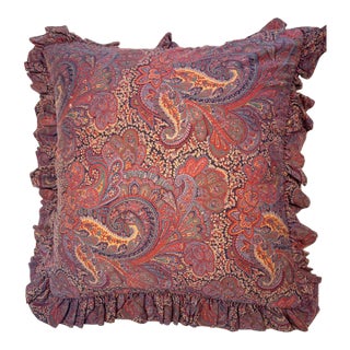 Vintage Ralph Lauren Paisley Ruffled Euro Shams-Set of 3 For Sale