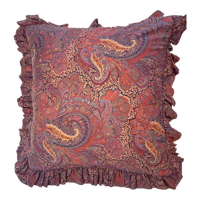 Vintage Ralph Lauren Paisley Ruffled Euro Shams-Set of 3 For Sale