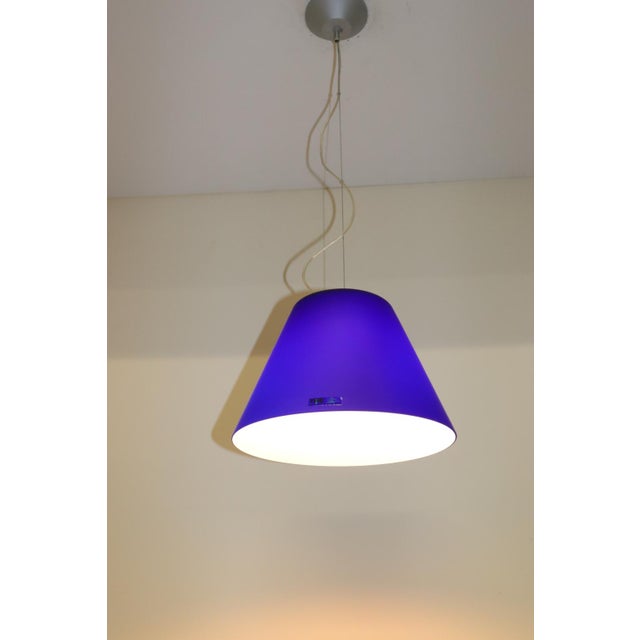 Itre Mid-Century Modern Murano Blue Glass Pendant Lamp For Sale - Image 4 of 10