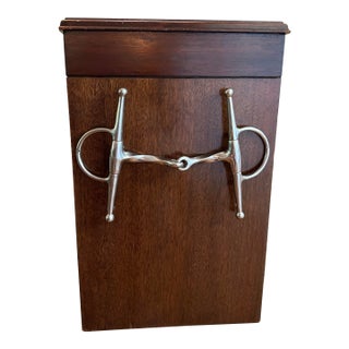 Mid Century Mahogany Equestrian Waste Bin For Sale
