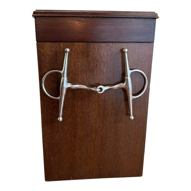 Mid Century Mahogany Equestrian Waste Bin For Sale