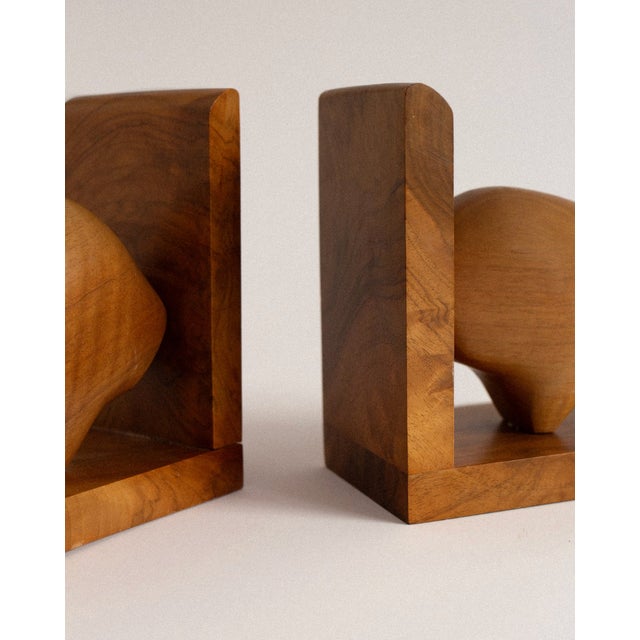 Mid-Century Modern Sculptural Walnut Bookends, 1960s, Set of 2 For Sale - Image 3 of 4