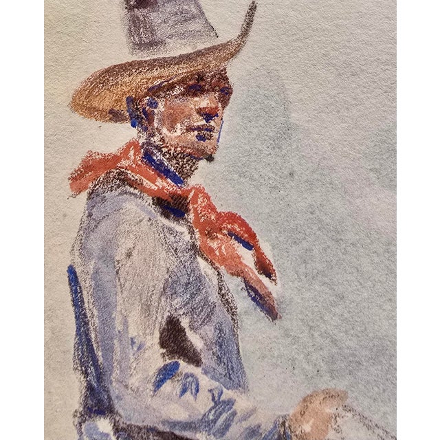1920s Edward Borein "Western Cowboy on Horse"Original Rare 1924 Monotype For Sale - Image 5 of 12