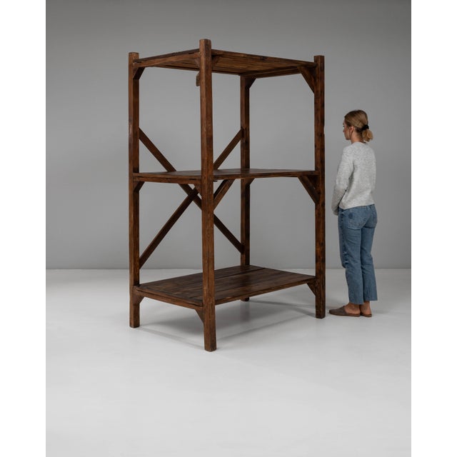 French 1920s French Wooden X Frame Shelf For Sale - Image 3 of 18