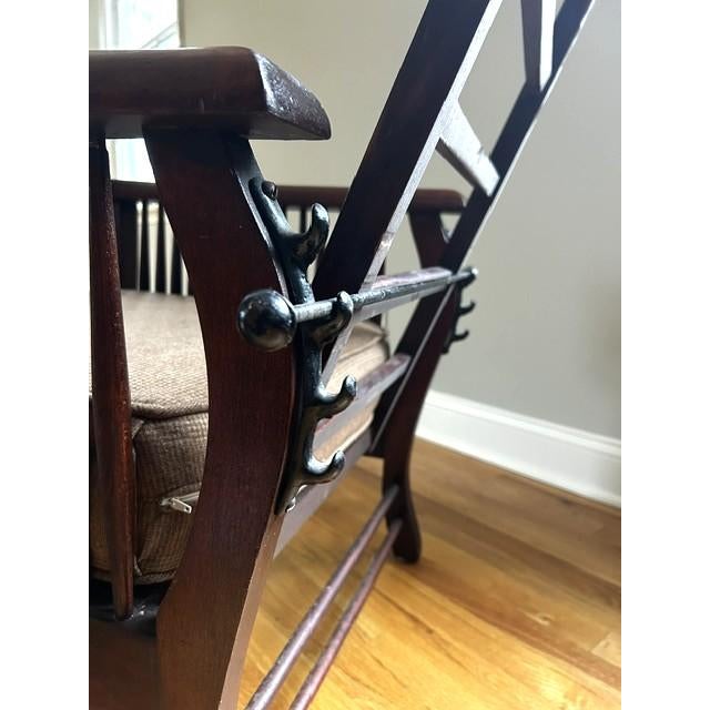 Brown Antique Mahogany Reclining Morris Style Armchair For Sale - Image 8 of 17