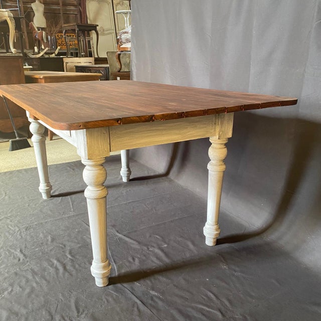 19th Century Classic Rustic Country Style Farmhouse Dining Table or Large Desk For Sale - Image 4 of 12