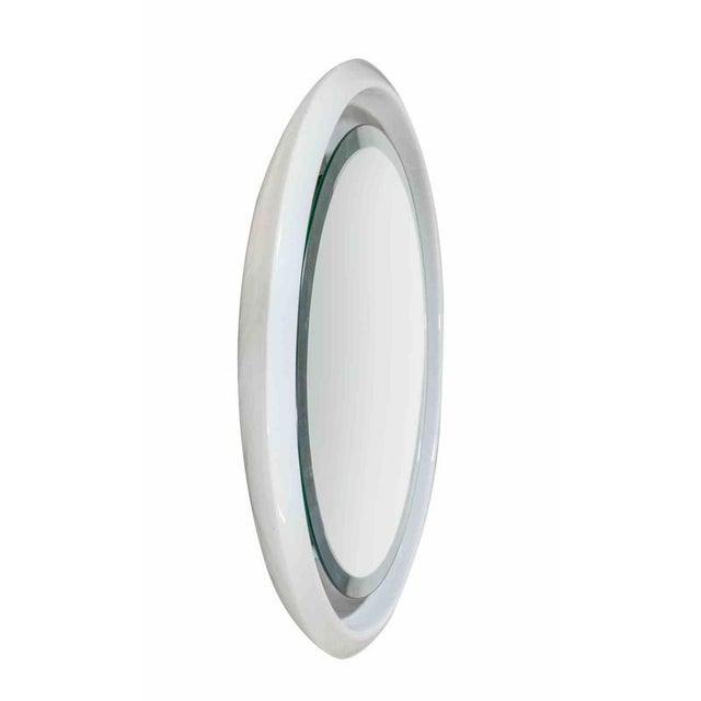 Vintage Backlit Ceramic and Glass Wall Mirror, Europe, 1970s For Sale - Image 3 of 7